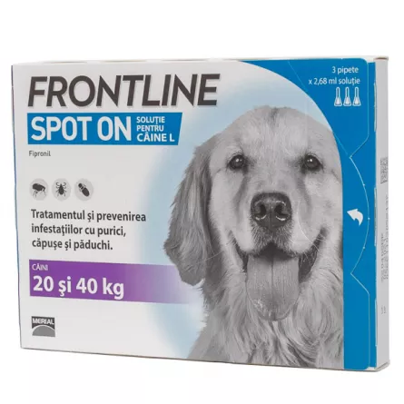 Frontline Spot-On Dog L (20-40 kg) x 3 pipete, [],magazindeanimale.ro