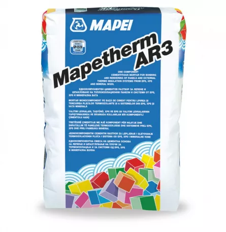 Adeziv si masa de spaclu pentru polistiren si vata, Mapei Mapetherm AR3, gri, 25kg, [],bilden.ro