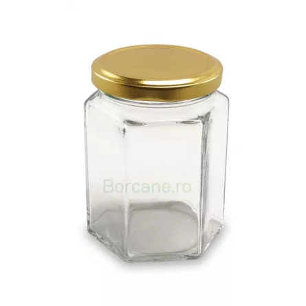 Borcan 280 ml Hexagonal TO 63 CH, [],borcane.ro