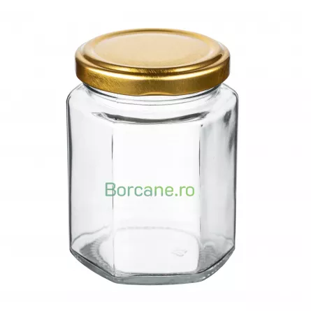 Borcan 196 ml Hexagonal TO 58 mm, [],borcane.ro