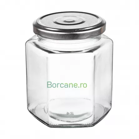 Borcan 380 ml hexagonal TO 70, [],borcane.ro