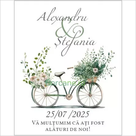 Eticheta florala cu tematica bicicleta model 35, [],borcane.ro