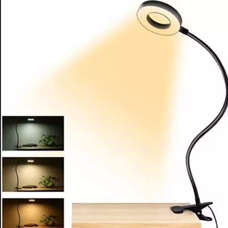 Lampa LED de birou, cu clema, 3 intensitati lumina 4000K, reglabila, flexibila, 360 grade, [],buz.ro