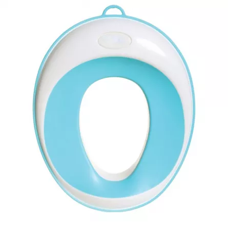 Reductor WC pentru copii, portabil, antiderapant, cu inel de prindere, albastru cu alb, [],buz.ro