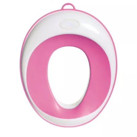 Reductor WC pentru copii, portabil, antiderapant, cu inel de prindere, roz cu alb, [],buz.ro