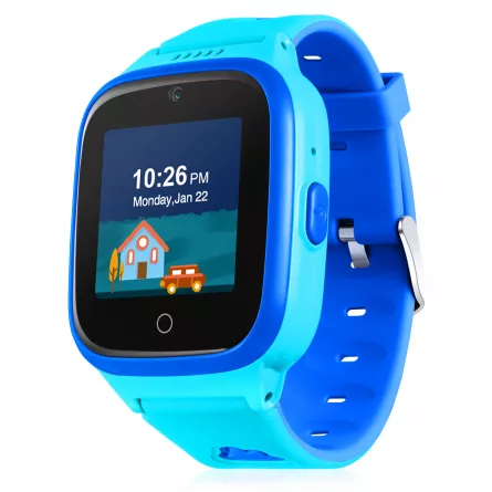Ceas smartwatch Niceboy Watch Kids Patrol, GPS, SIM, WiFi, SOS, apeluri video, aplicatie mobila, albastru, [],cmcshop.ro