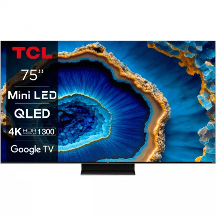 Televizor TCL MiniLed 75C805, 189 cm, Smart Google TV, 4K Ultra HD, 100hz, Clasa G, [],cmcshop.ro