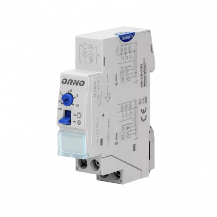 Releu control iluminare scara ORNO OR-CR-230, 2300 W, 10 A, IP20, instalare 3 sau 4 fire, DIN TH-35mm, [],cmcshop.ro
