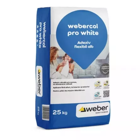 ADEZIV WEBERCOL WHITE PT PLACI CERAMICE 25KG 48/PAL 1100005389, [],comsport.ro