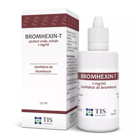 Bromhexin-T, 2 mg/ml picaturi orale solutie, 50 ml, Tis Farmaceutic