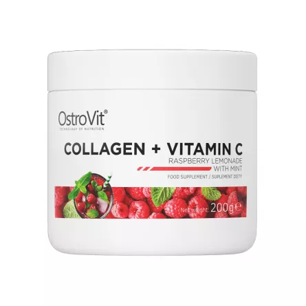 Colagen + Vitamina C Limonadă de zmeură cu mentă, 200g, Ostrovit 