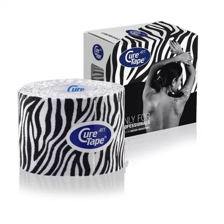 Benzi kinesiologice Cure Tape ART, 5cmx5cm, rezistenta la apa, Zebra, [],dddrugs.ro