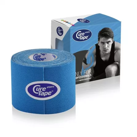 Benzi kinesiologice Cure Tape Sports 5cmx5m, rezistenta sporita la apa, Albastru, [],dddrugs.ro