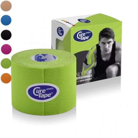 Benzi kinesiologice Cure Tape Sports 5cmx5m, rezistenta sporita la apa, Verde Lime, [],dddrugs.ro