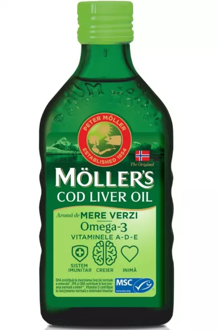 MÖLLER’S COD LIVER OIL OMEGA-3 aromă de mere verzi, [],dddrugs.ro