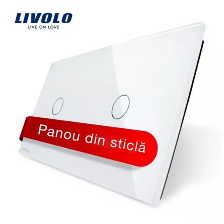 PANOU INTRERUPATOR 2xSIMPLU 2x2 MOLDUL ALB VL-P701/01-4W LIVOLO, [],dennver.ro