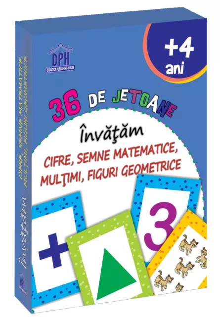 36 de Jetoane - Invatam - Cifre, Semne Matematice, Multimi, Figuri geometrice, [],edituradph.ro