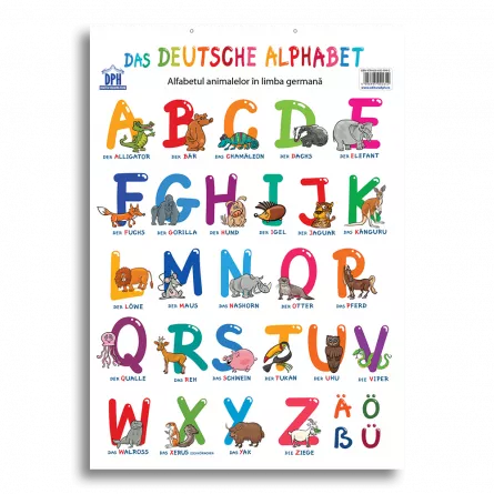 Plansa - Alfabetul animalelor in limba germana, [],edituradph.ro