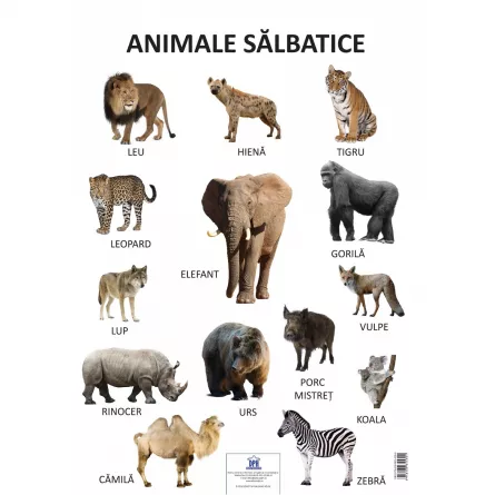 Plansa - Animale salbatice, [],https:edituradph.ro