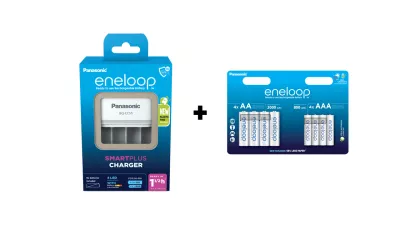 Incarcator Eneloop Smart & Quick & Set Acumulatori 2000mAh R6 AA + 800mAh R