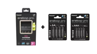 Incarcator Profesional Eneloop cu Display si 8x 2500mAh AA R6 + 930mAh AAA R3