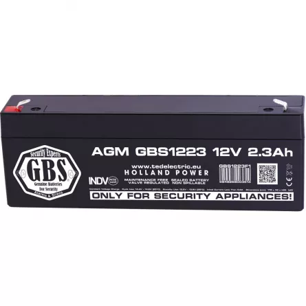 Acumulator 12V Sisteme Alarma, Dimensiuni 178 x 34 x 60 mm, Baterie 12V 2.3Ah F1, TED Electric GBS