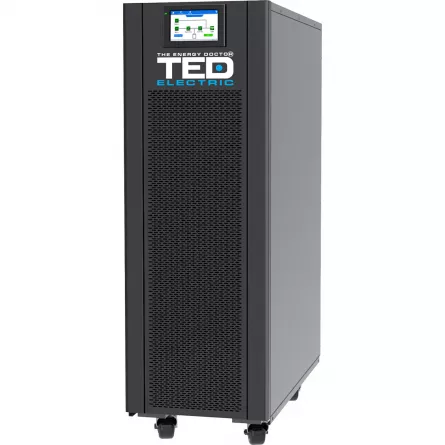 UPS Online 30kVA/30kW Trifazic 3/3, Dublă Conversie cu Ecran LCD, Undă Sinusoidală Pură și Intrare/Ieșire Regletă, Utilizeaza 40-80 Acumulatori, TED Electric