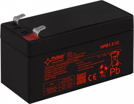 Acumulator 1,2Ah / 12V Pulsar HPB1.2-12, [],high-security.ro