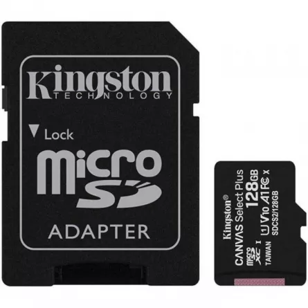 CARD MicroSD KINGSTON, 128 GB 128GB,microSDXC, clasa 10, standard UHS-I U3'SDCS2/128GB', [],high-security.ro