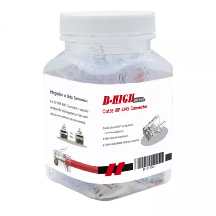 Set 100 conectori Cat5e UTP RJ45 BH-01-00201-Conector modular UTP , CAT 5E, [],high-security.ro