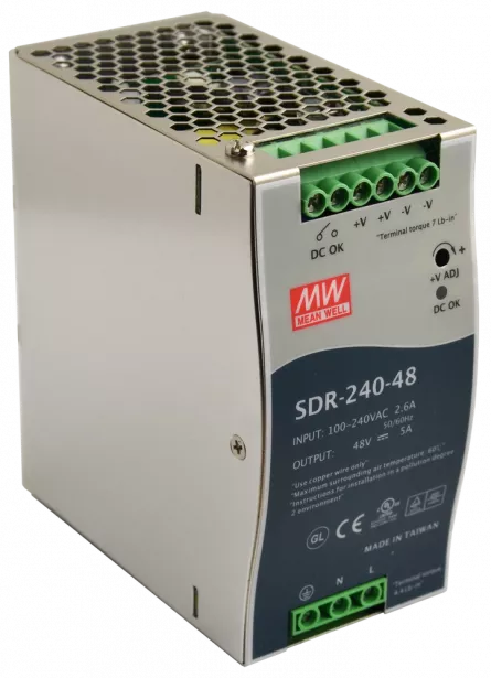 Sursă de alimentare pe șină DIN SDR 48V/240W/5A SDR-240-48, [],high-security.ro