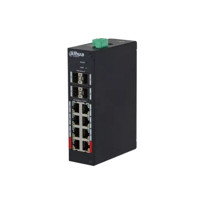 Switch industrial gestionat 12 porturi, 8 porturi PoE și 4 porturi SFP uplink DH-HS4412-8ET-120, [],high-security.ro