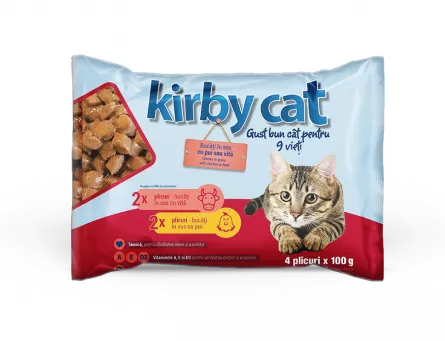 Kirby Cat Plicuri Pui si Vita 4x100g, [],https:shop.interpet.ro