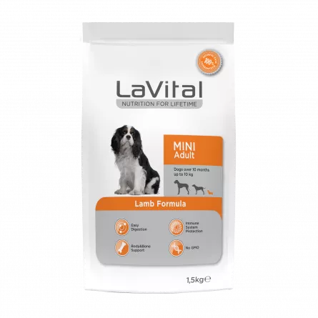 LaVital Hr. Uscata cu Miel pt. Caine Mini Adult 1.5kg, [],https:shop.interpet.ro