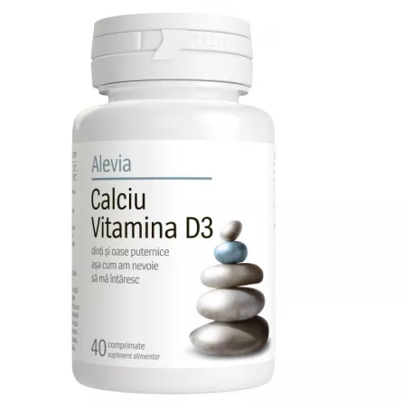 Calciu, Vitamina D3, 40 comprimate, Alevia, [],ivonafarm.ro