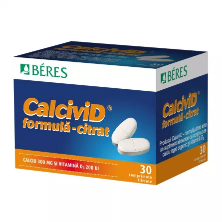 Calcivid - Formulă citrat, 30 comprimate, Beres Pharmaceuticals Co, [],ivonafarm.ro