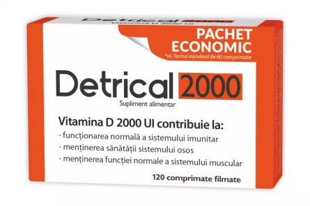 Detrical Vitamina D 2000 UI, 120 comprimate, Zdrovit, [],ivonafarm.ro