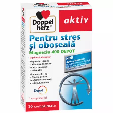 Magneziu 400 Depot pentru stres și oboseală, 30 comprimate, Doppelherz, [],ivonafarm.ro