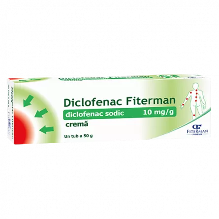 Diclofenac crema 10 mg/g, 50 g, Fiterman, [],ivonafarm.ro