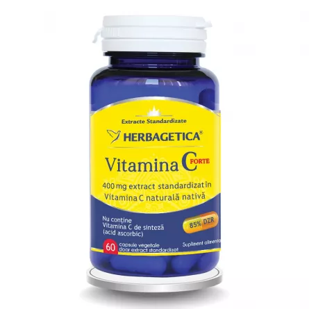 Vitamina C Forte 400 mg, 60 capsule, Herbagetica, [],ivonafarm.ro