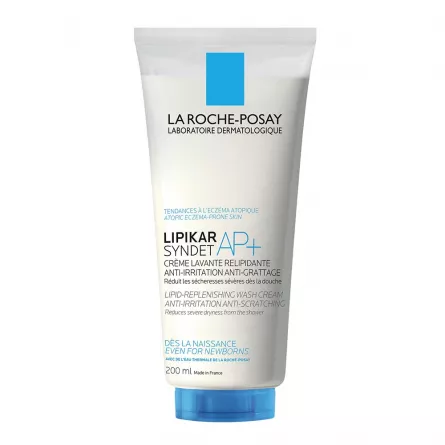 LA ROCHE-POSAY Lipikar SYNDET AP+ Cremă de spălare anti-iritații și anti-prurit pentru pielea uscată și predispusă la atopie, 200 ml, [],ivonafarm.ro