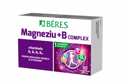 Magneziu + B complex, 30 comprimate filmate, Beres Pharmaceuticals Co, [],ivonafarm.ro