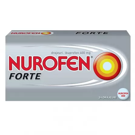 Nurofen Forte 400mg, 24 drajeuri, Reckitt Benkiser Healthcare, [],ivonafarm.ro