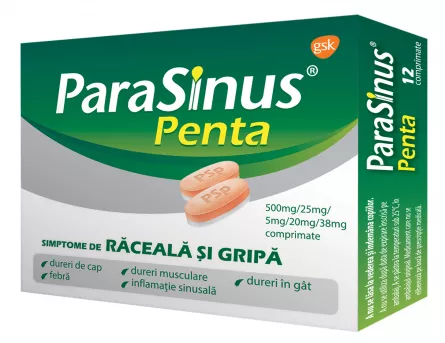 Parasinus Penta, 12 comprimate, Gsk, [],ivonafarm.ro