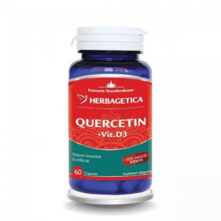 Quercetin cu Vitamina D3, 60 capsule, Herbagetica, [],ivonafarm.ro
