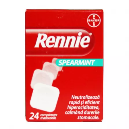 Rennie Spearmint, 24 comprimate, Bayer, [],ivonafarm.ro