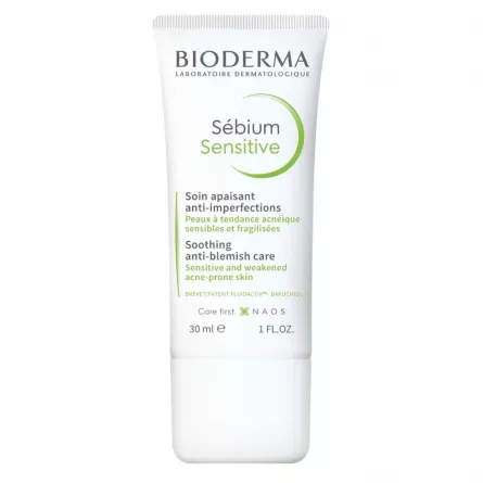Sebium Sensitive Cremă piele acneică, 30ml, Bioderma, [],ivonafarm.ro