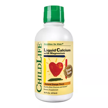 Calcium With Magnesium pentru copii Childlife Essentials, 474ml, Secom, [],ivonafarm.ro