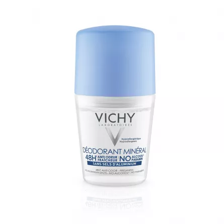 VICHY Deo Roll on, Deodorant Mineral (fara saruri de aluminiu) eficacitate 48h, 50 ml, [],ivonafarm.ro
