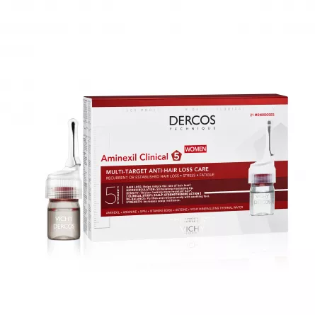 VICHY Dercos Aminexil Clinical 5, Tratament impotriva caderii parului pentru femei, 21x6 ml, [],ivonafarm.ro